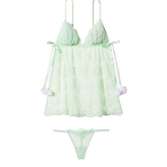 VICTORIA'S SECRET Flyaway Lace Babydoll Set - Picture 1 of 5